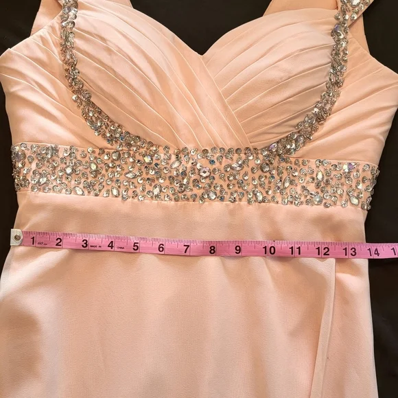 Cream Prom Dress Rhinestone Size 4 - Picture 5 of 6